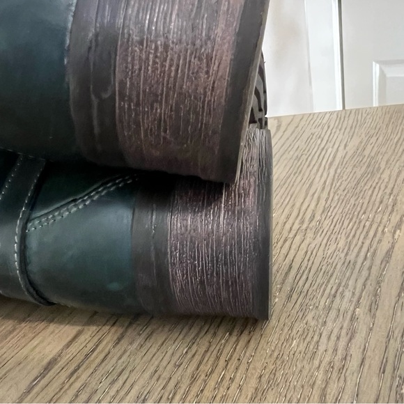 Taos Crave lace up leather combat boots side zip buckle detail teal size 8-8.5 - Picture 13 of 14